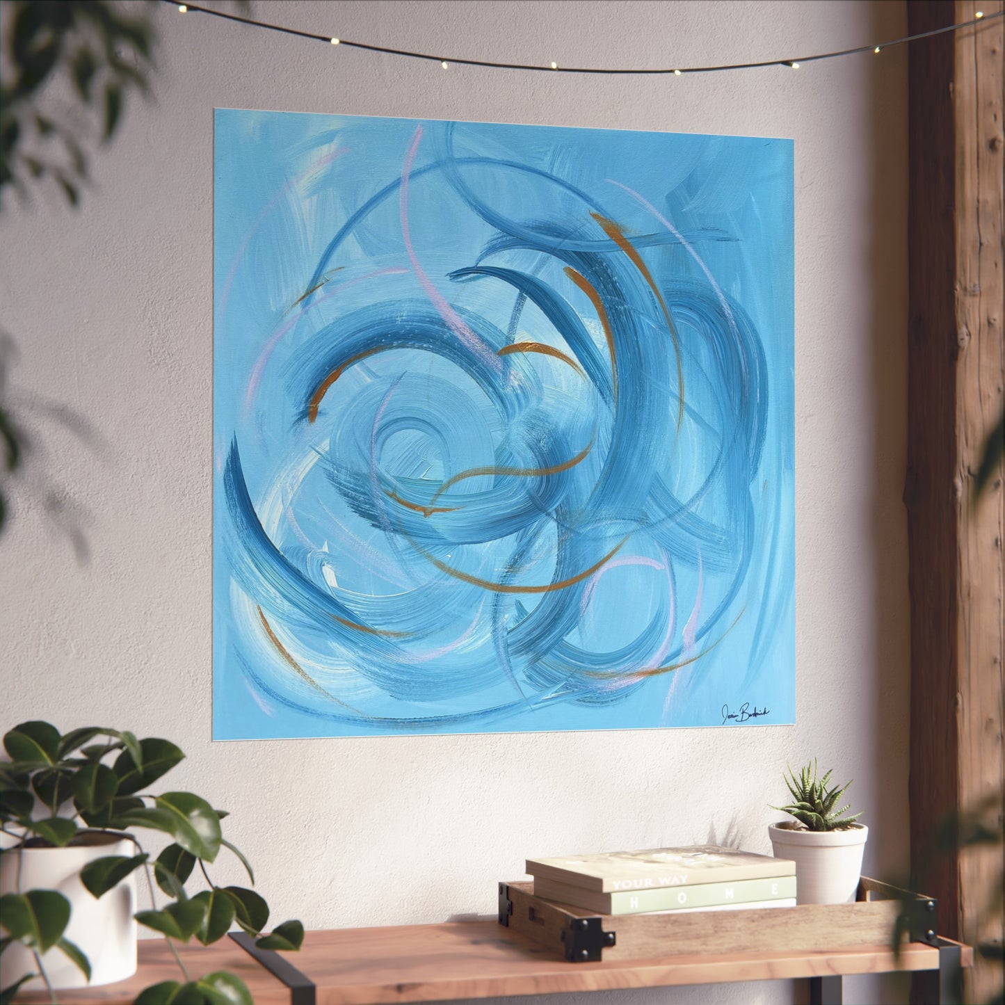 Abstract Blue Swirl Fine Art Poster — Modern Oceanic Wall Art