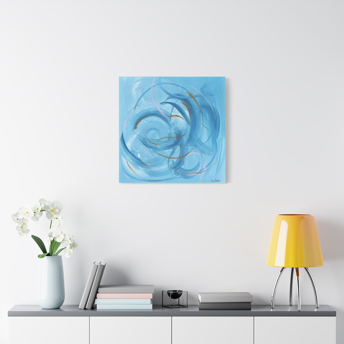 Abstract Blue Swirl Canvas Art - Matte Stretched Wall Decor