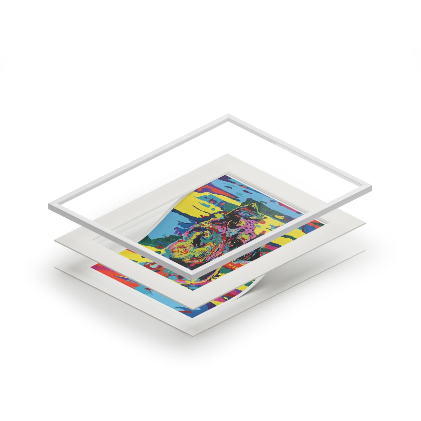 Colorful Abstract Mini Schnauzer Fine Art Print with Passepartout Frame