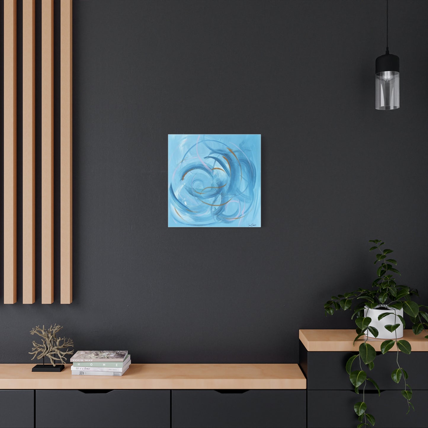 Abstract Blue Swirl Canvas Art - Matte Stretched Wall Decor