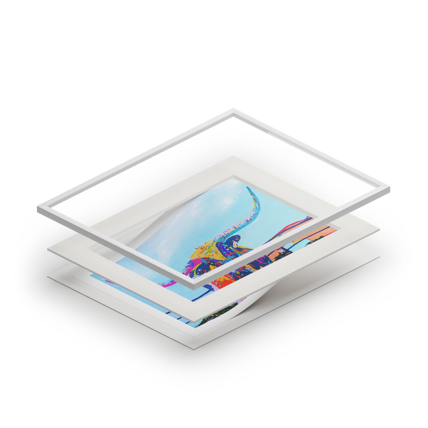 Colorful Longhorn Fine Art Print with Passepartout Frame