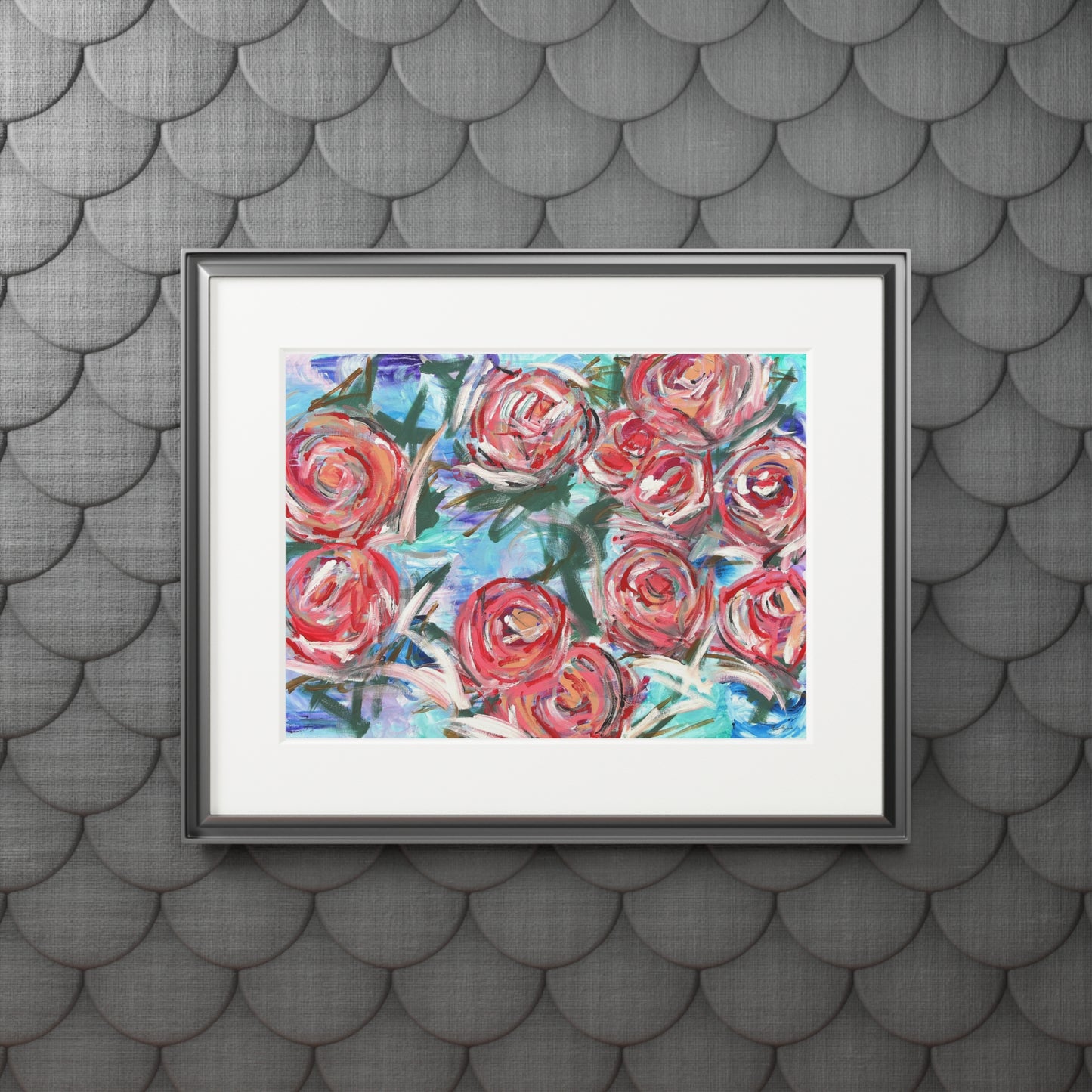 Botanical Rose Fine Art Print with Passepartout — Floral Wall Art
