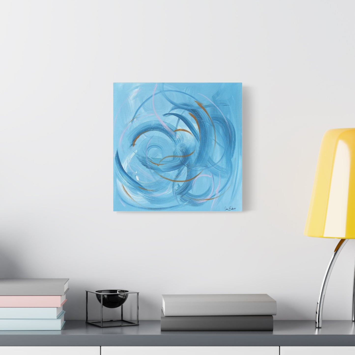 Abstract Blue Swirl Canvas Art - Matte Stretched Wall Decor