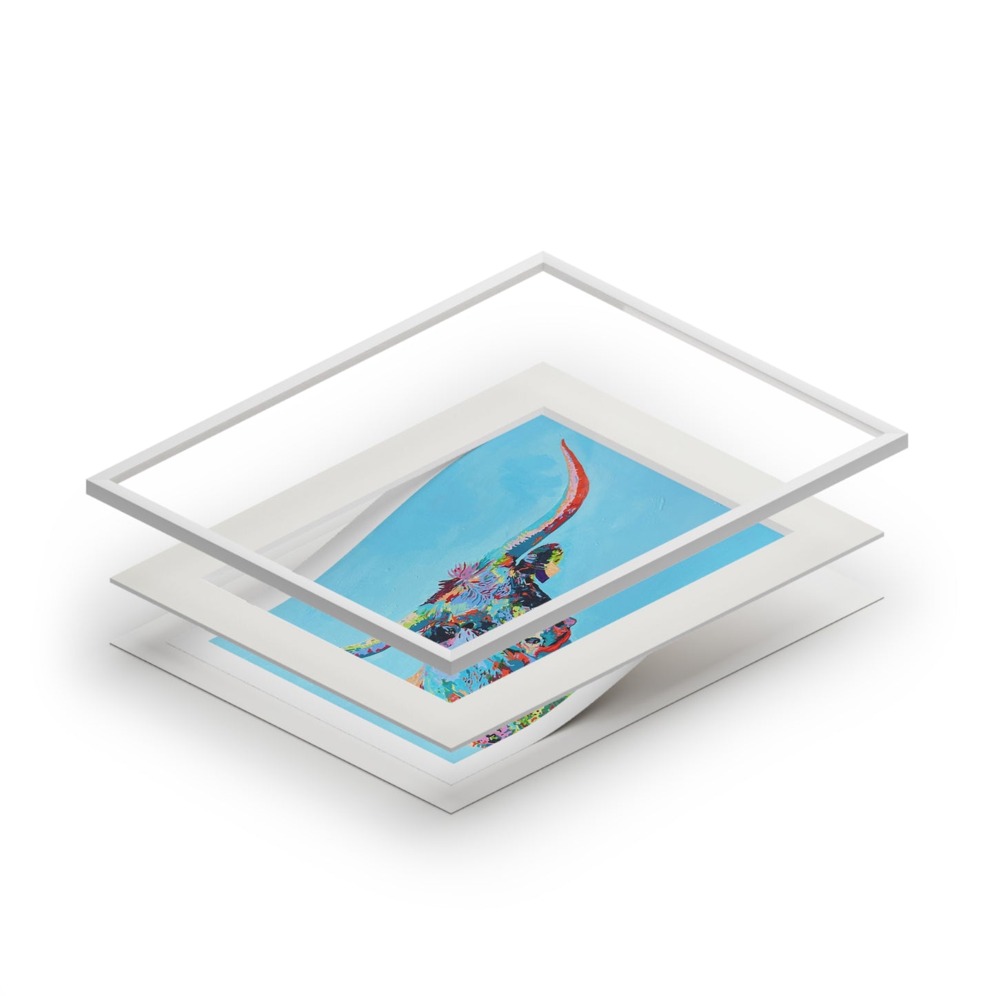 Colorful Longhorn Fine Art Print with Passepartout Frame