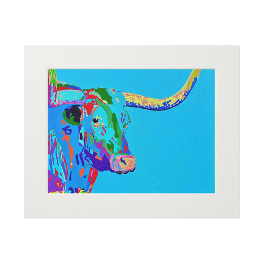 Pop Art Longhorn Bull Fine Art Print — Passepartout Framed Wall Art