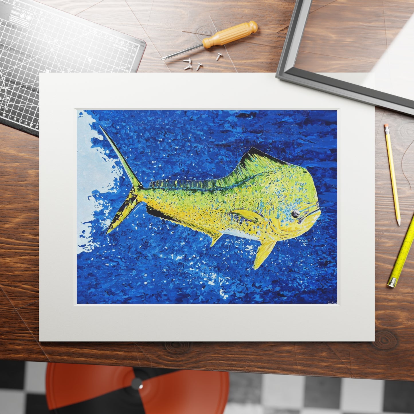 Mahi Mahi Coastal Fine Art Print with Passepartout Mat