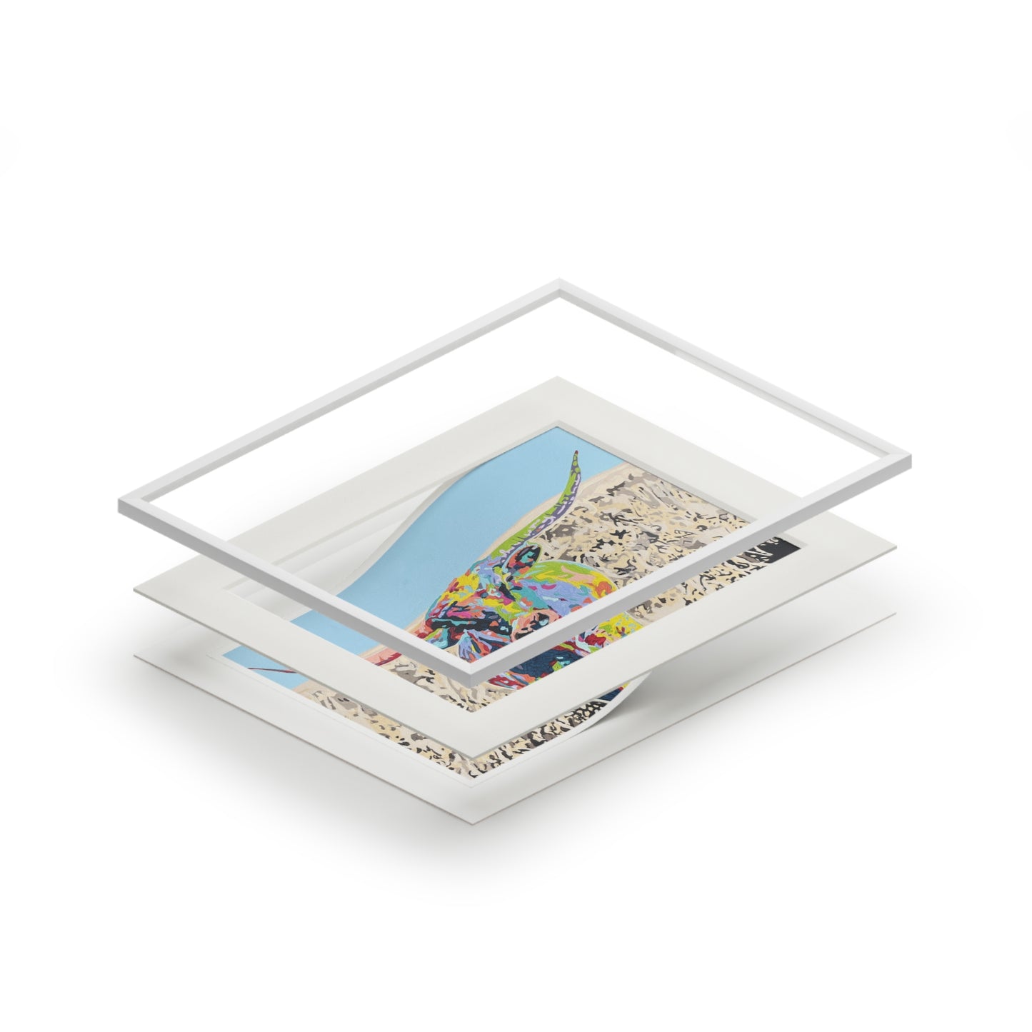 Colorful Longhorn Fine Art Print with Passepartout Frame