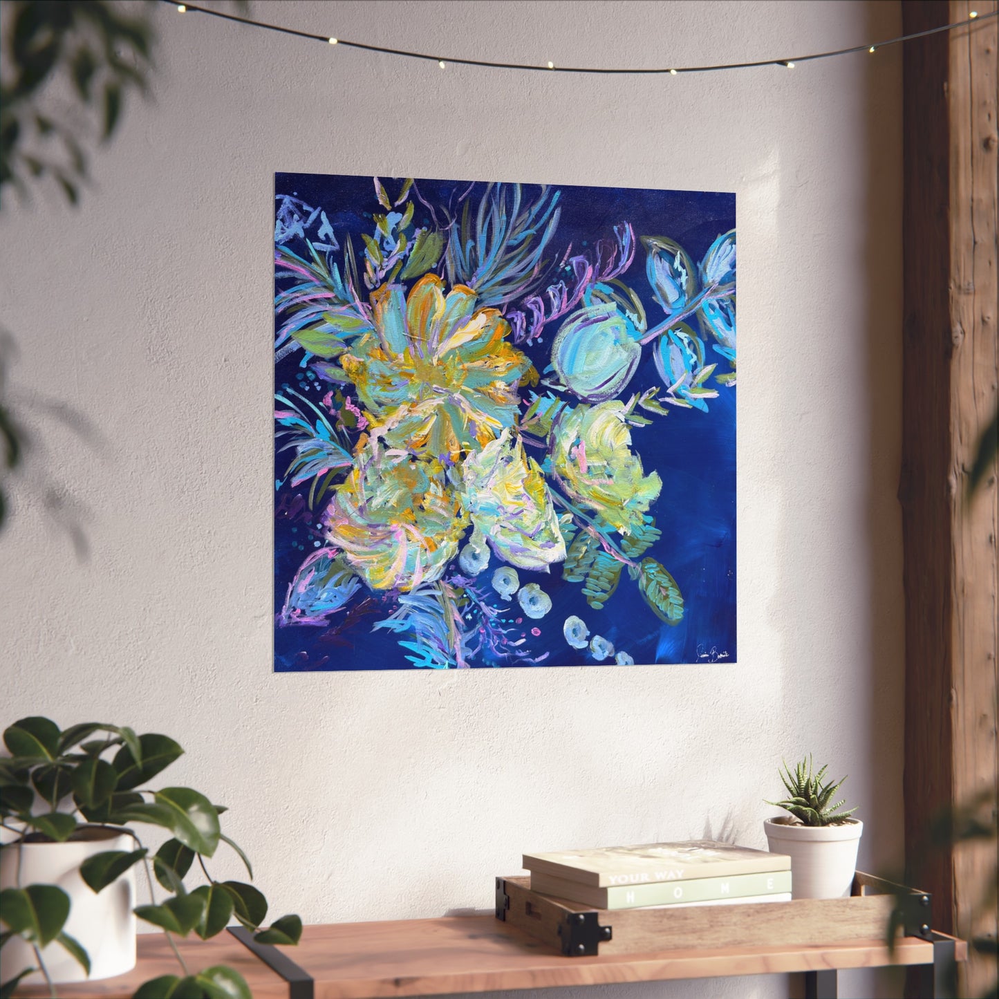 Floral Blue Impressionist Fine Art Poster