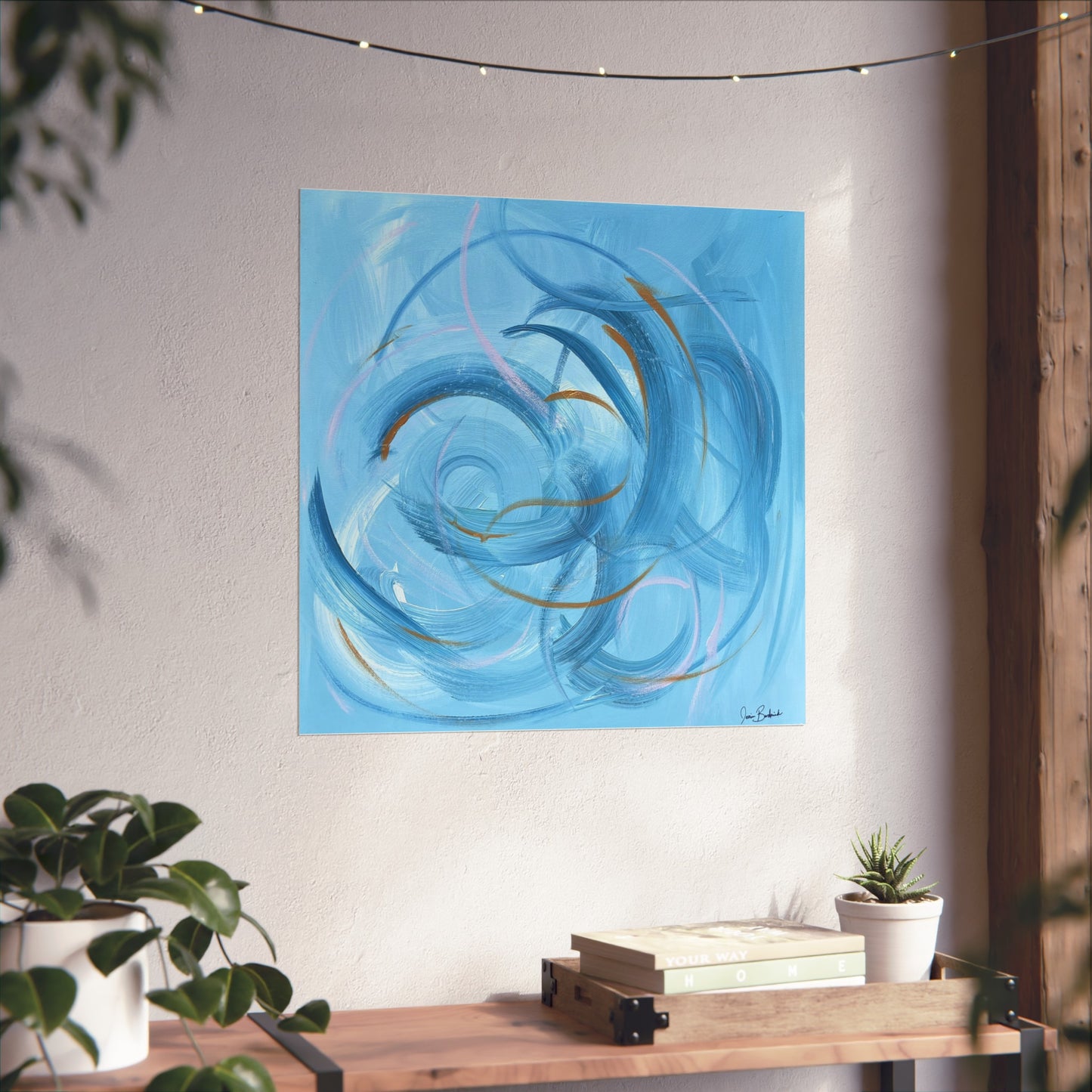 Abstract Blue Swirl Fine Art Poster — Modern Oceanic Wall Art