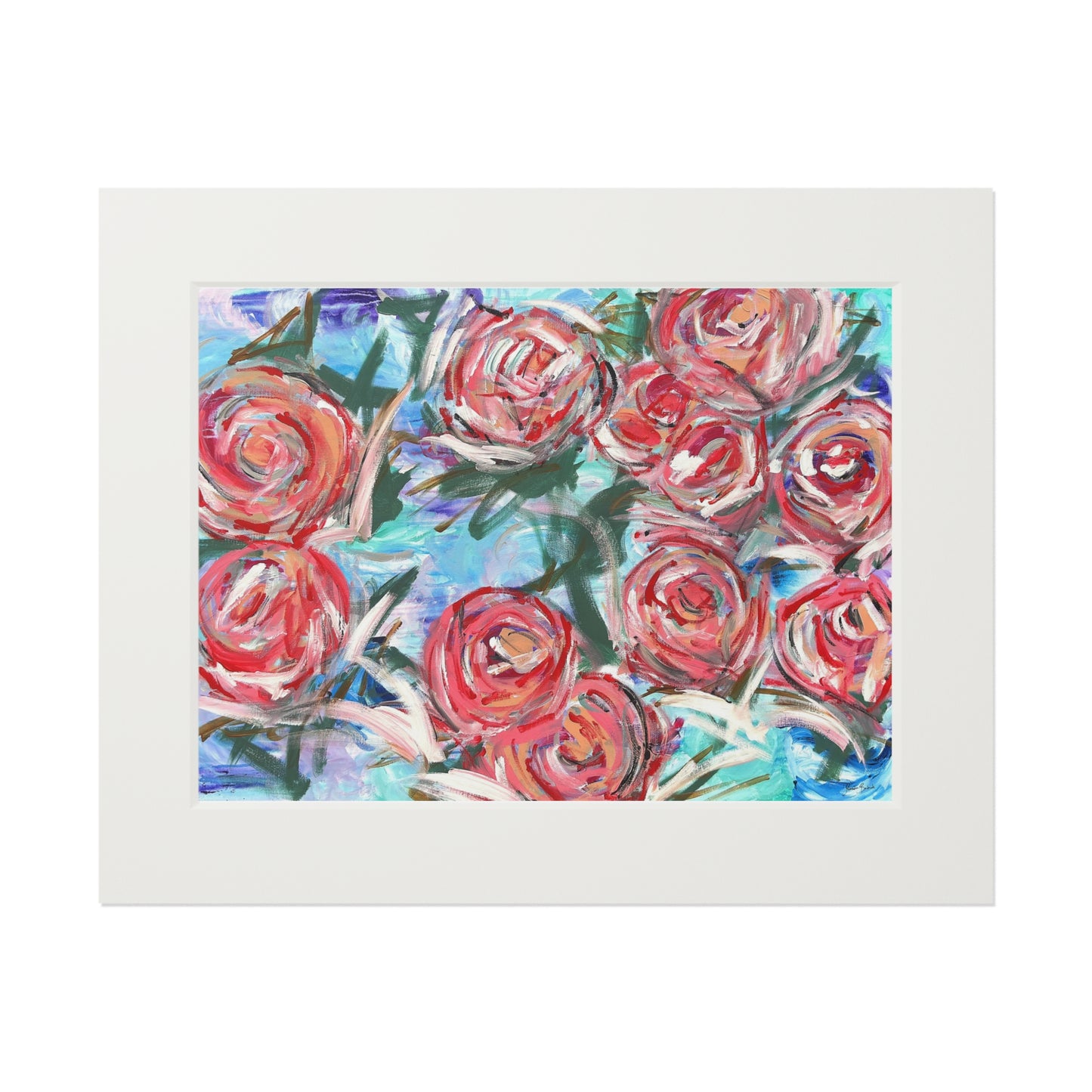 Botanical Rose Fine Art Print with Passepartout — Floral Wall Art