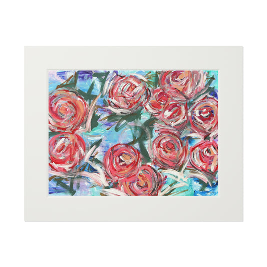 Botanical Rose Fine Art Print with Passepartout — Floral Wall Art