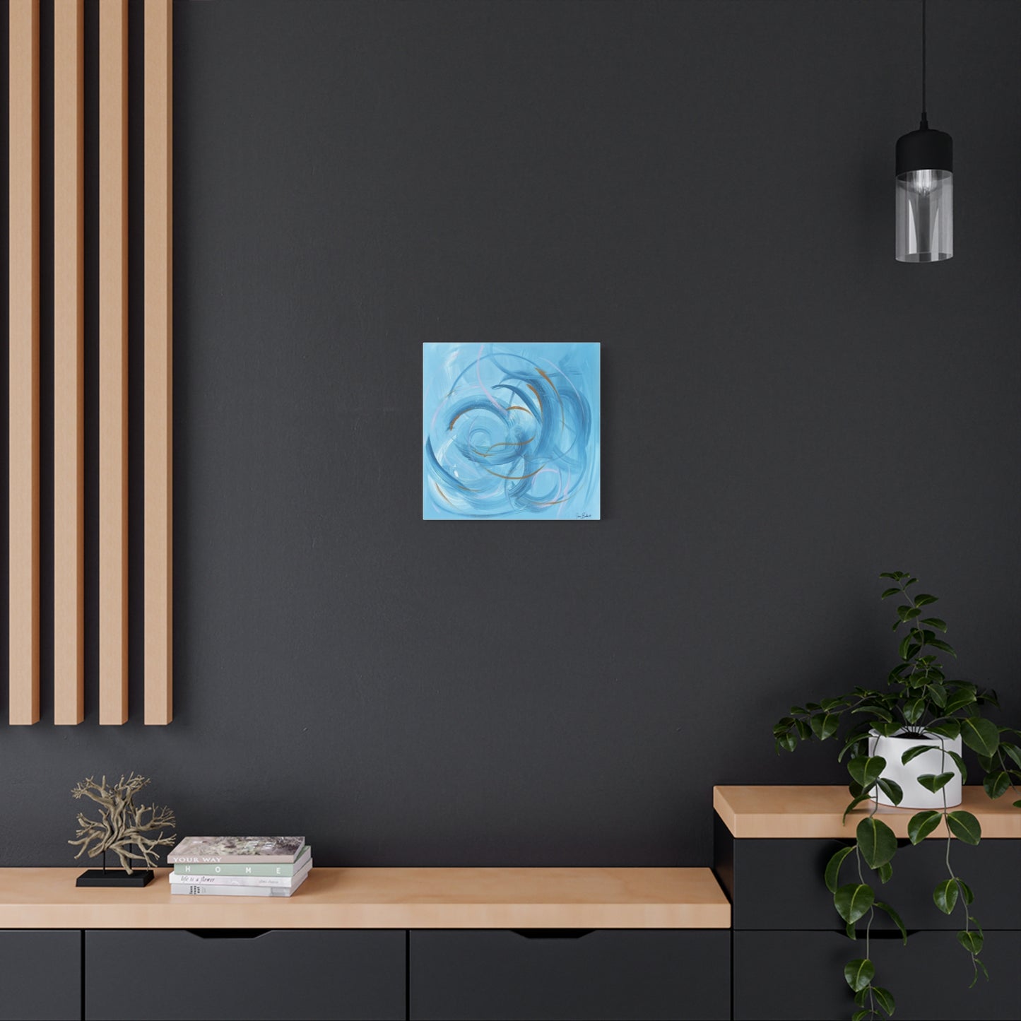 Abstract Blue Swirl Canvas Art - Matte Stretched Wall Decor