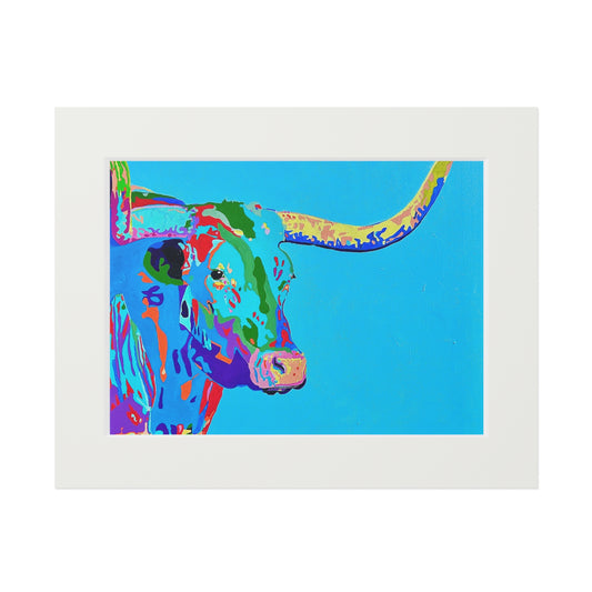 Pop Art Longhorn Bull Fine Art Print — Passepartout Framed Wall Art