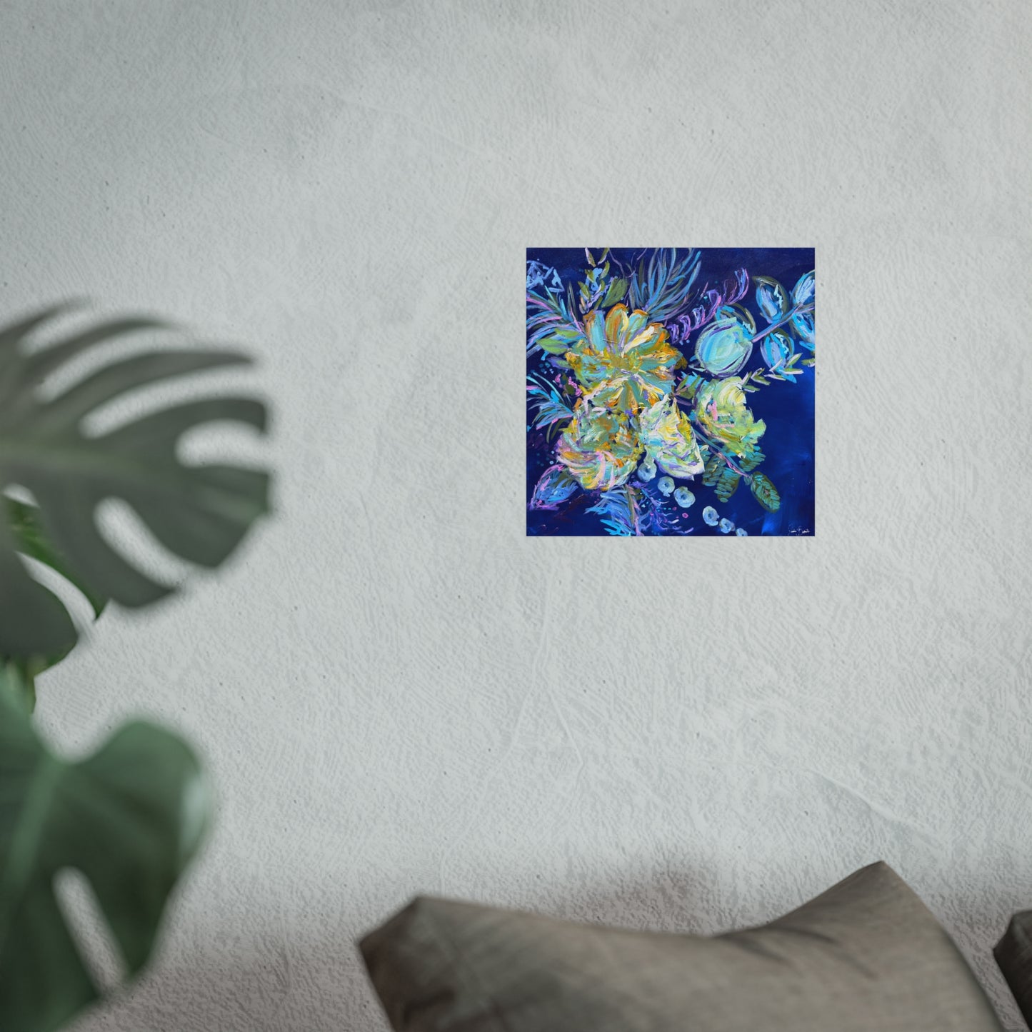 Floral Blue Impressionist Fine Art Poster