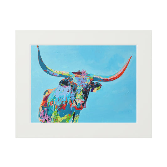 Colorful Longhorn Fine Art Print with Passepartout Frame