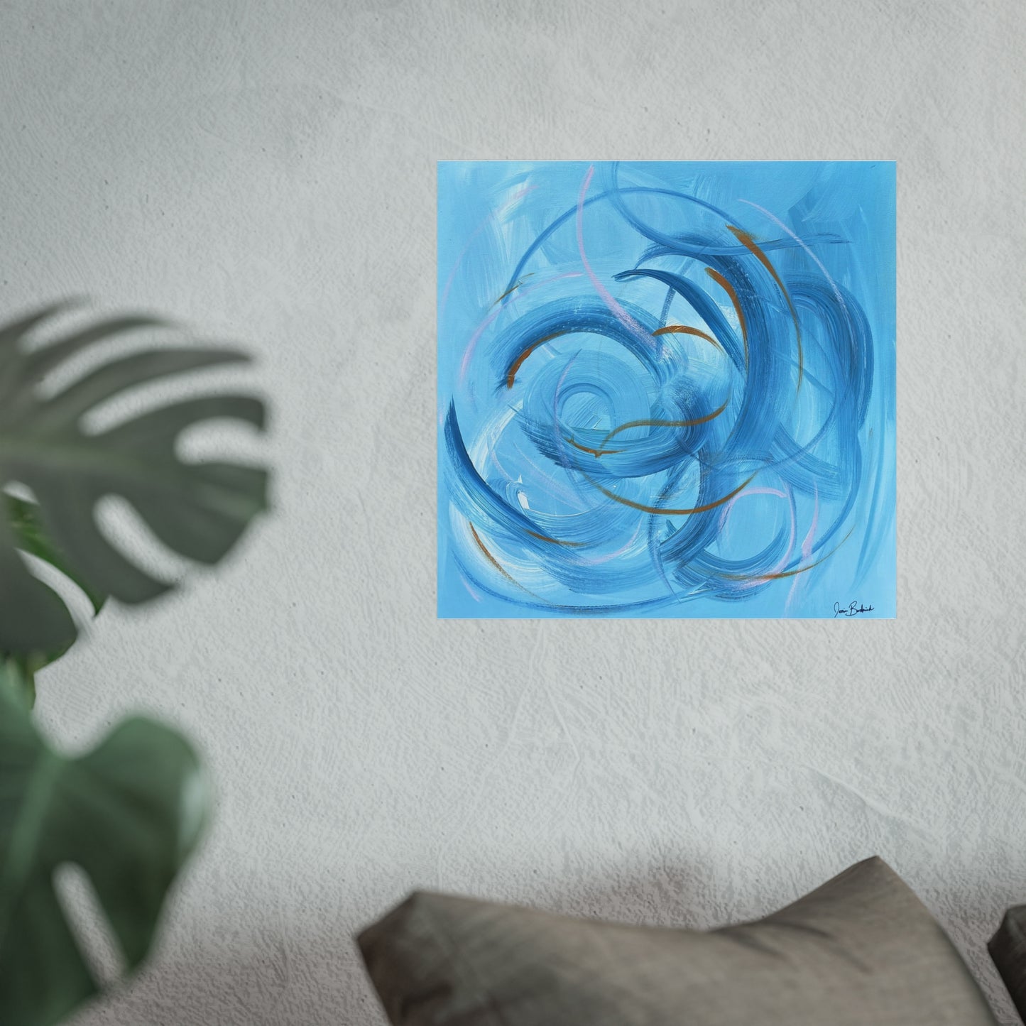 Abstract Blue Swirl Fine Art Poster — Modern Oceanic Wall Art