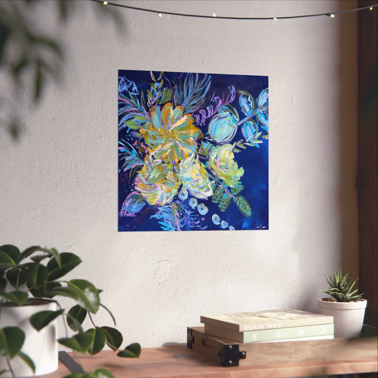 Floral Blue Impressionist Fine Art Poster