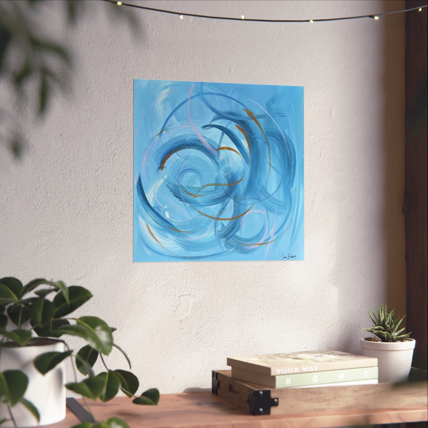 Abstract Blue Swirl Fine Art Poster — Modern Oceanic Wall Art