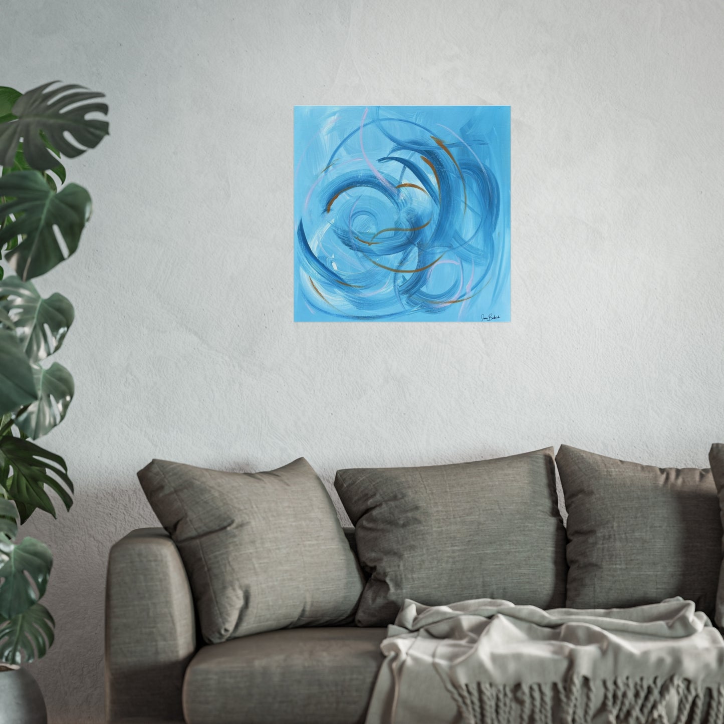 Abstract Blue Swirl Fine Art Poster — Modern Oceanic Wall Art