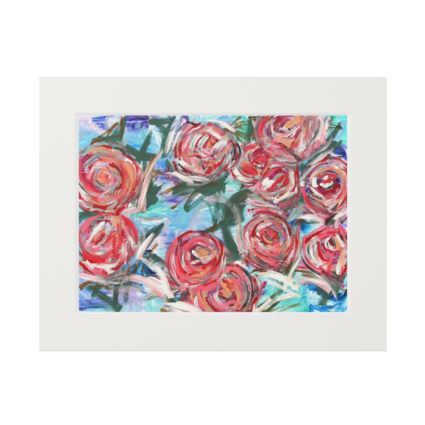 Botanical Rose Fine Art Print with Passepartout — Floral Wall Art