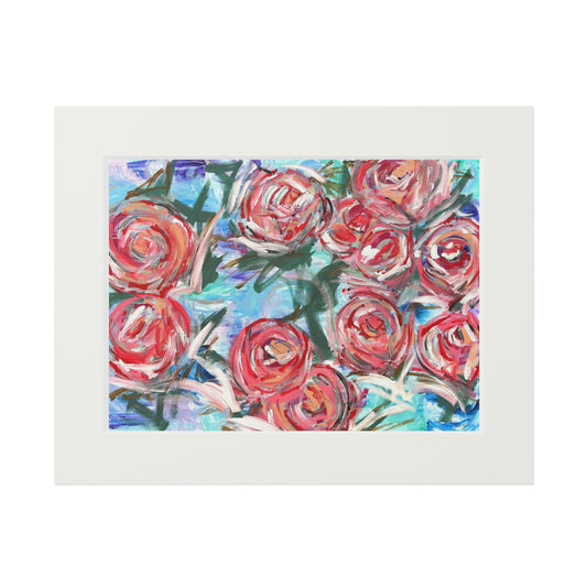 Botanical Rose Fine Art Print with Passepartout — Floral Wall Art