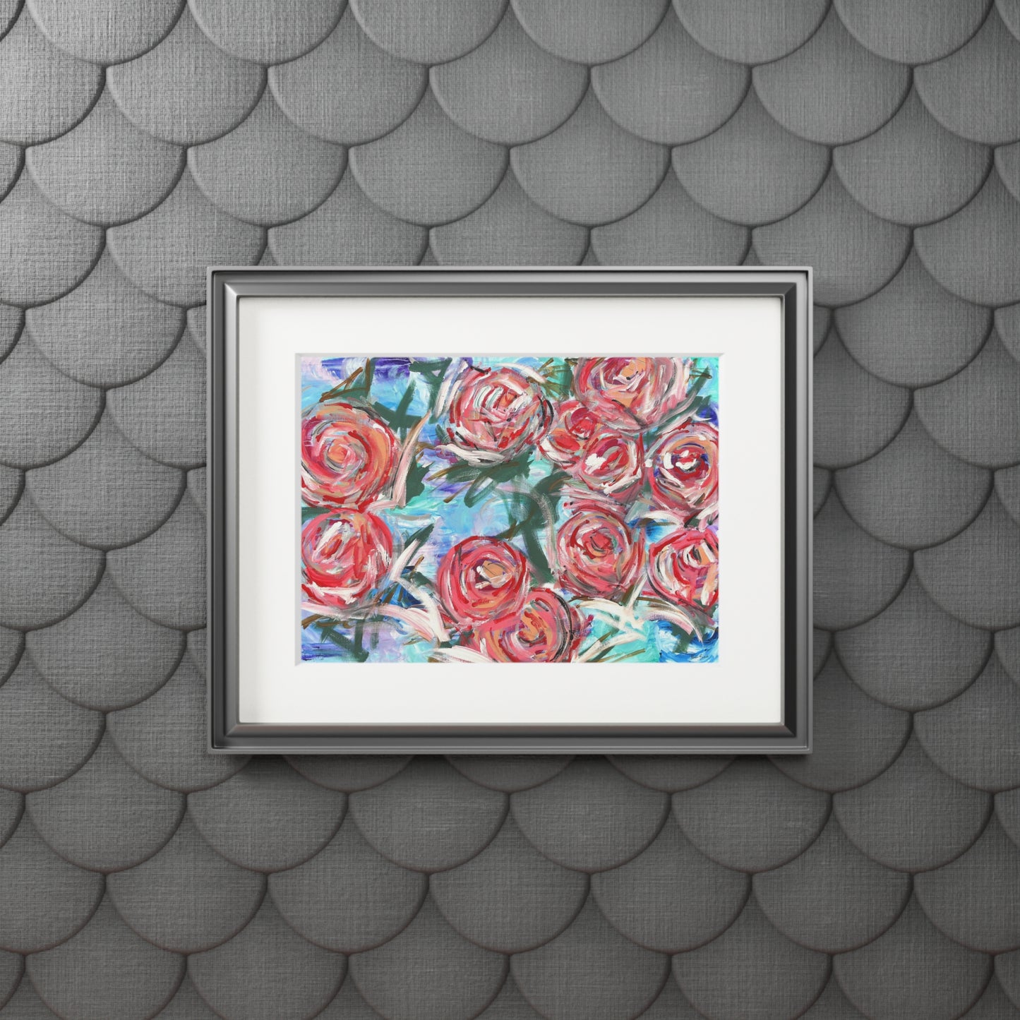Botanical Rose Fine Art Print with Passepartout — Floral Wall Art