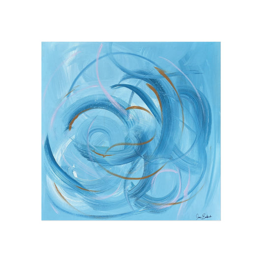 Abstract Blue Swirl Fine Art Poster — Modern Oceanic Wall Art