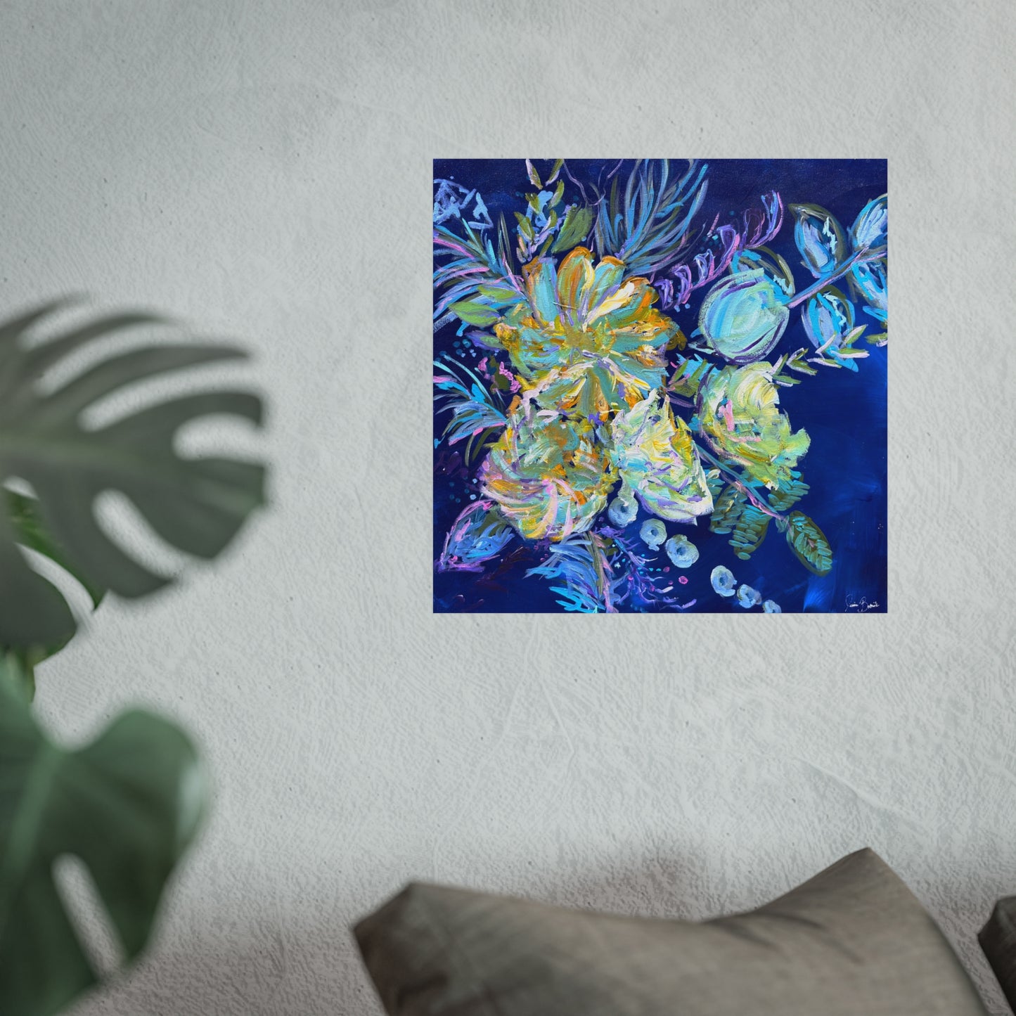 Floral Blue Impressionist Fine Art Poster