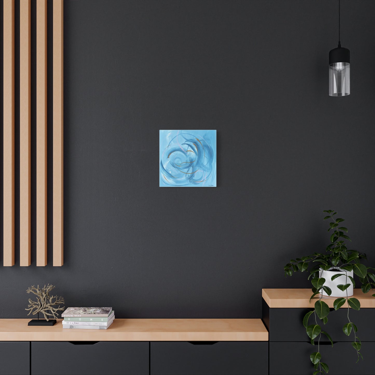 Abstract Blue Swirl Canvas Art - Matte Stretched Wall Decor