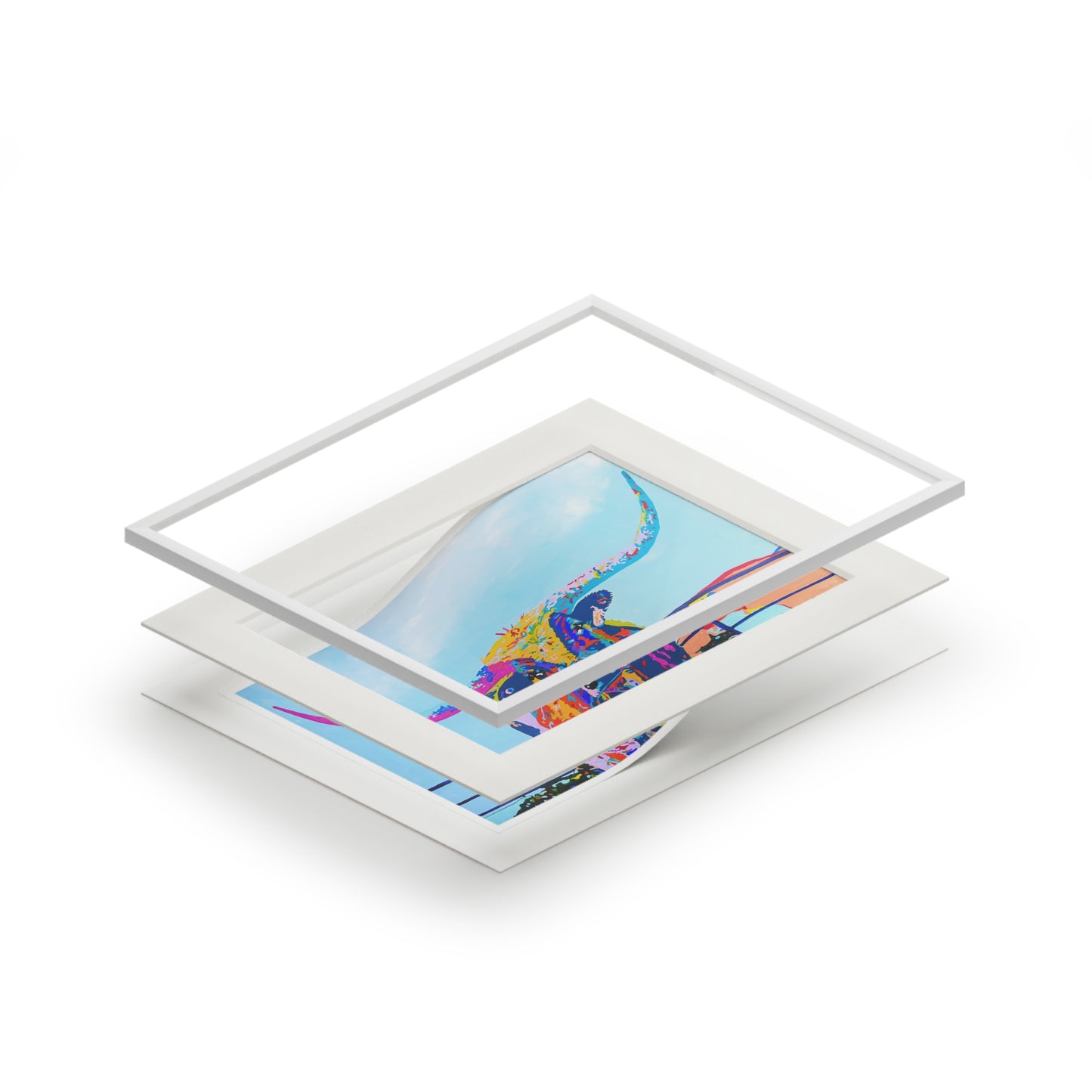 Colorful Longhorn Fine Art Print with Passepartout Frame