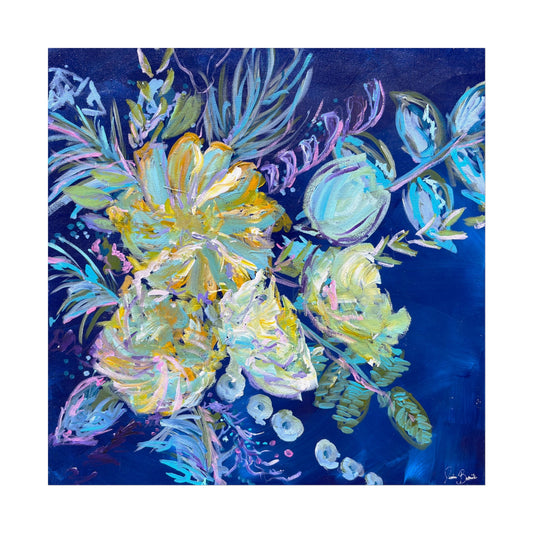 Floral Blue Impressionist Fine Art Poster
