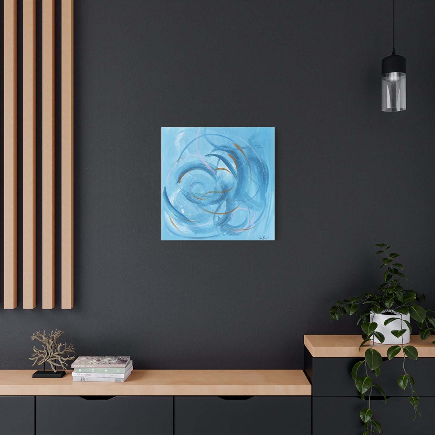 Abstract Blue Swirl Canvas Art - Matte Stretched Wall Decor