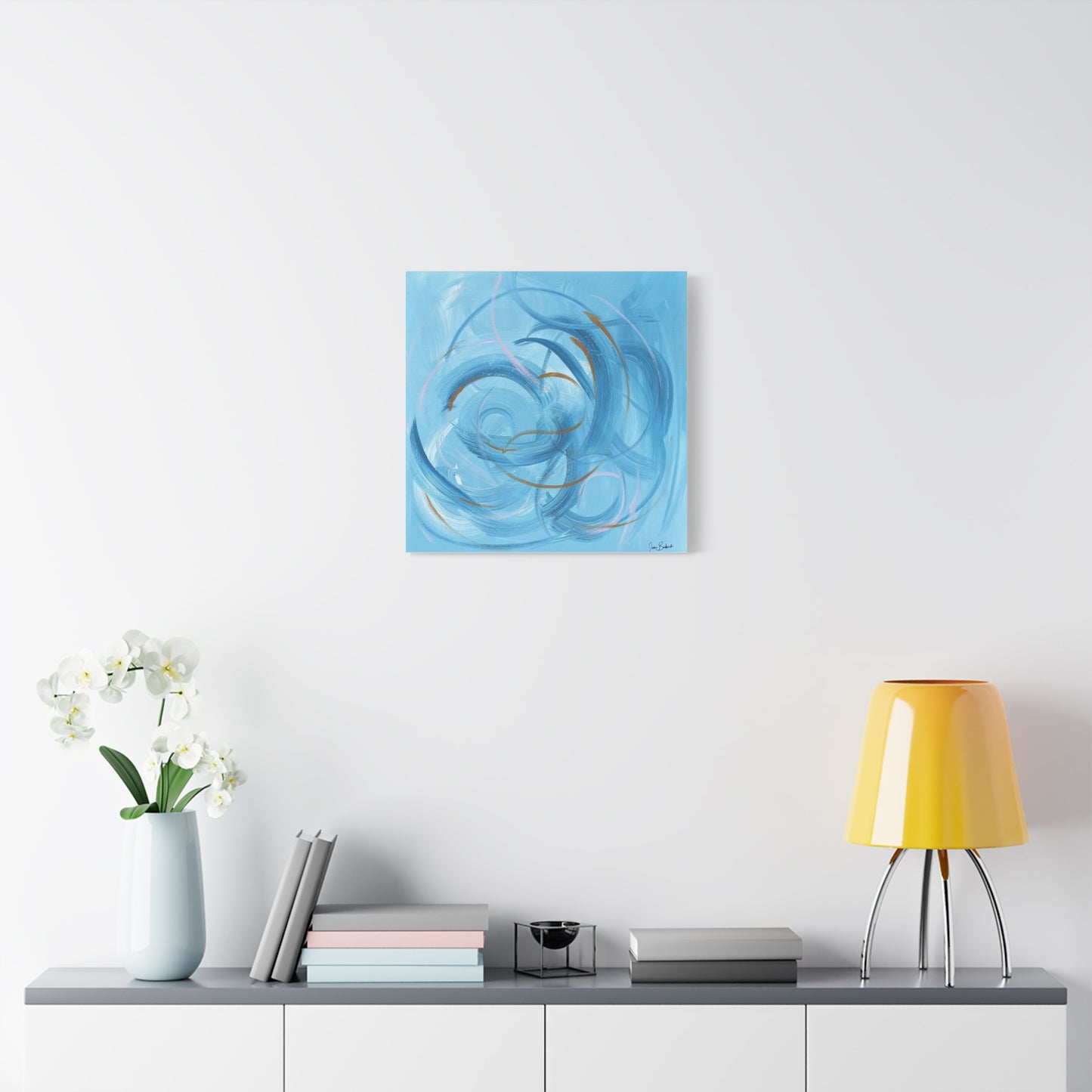 Abstract Blue Swirl Canvas Art - Matte Stretched Wall Decor