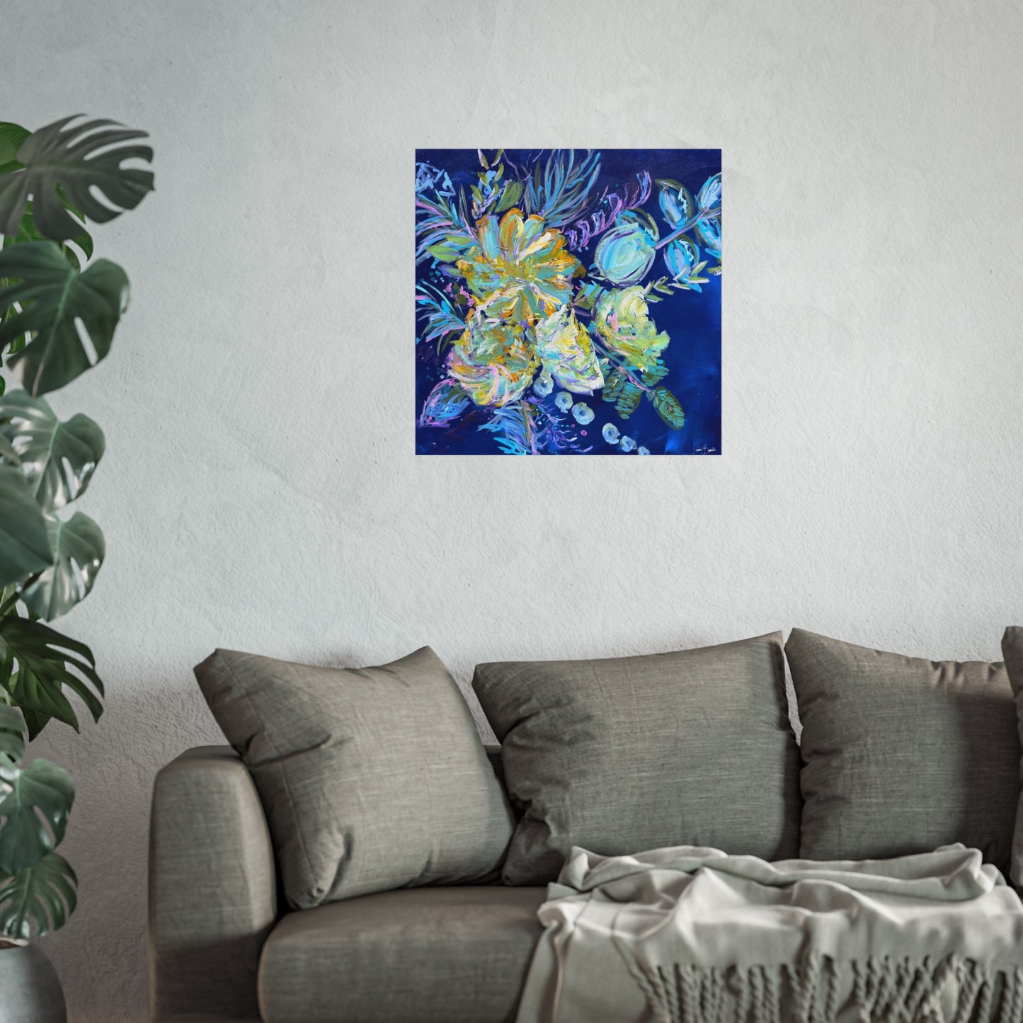 Floral Blue Impressionist Fine Art Poster