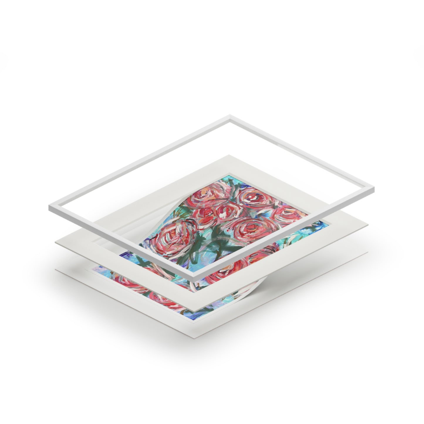 Botanical Rose Fine Art Print with Passepartout — Floral Wall Art