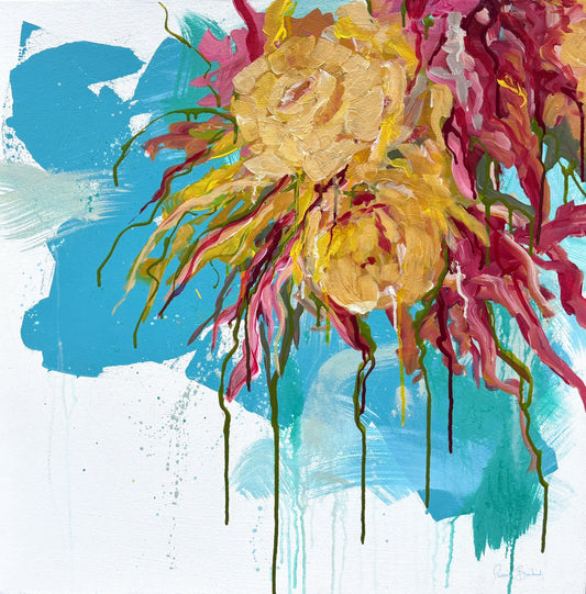 Flowers - Original Acrylic on 28 x 28 inch Canvas