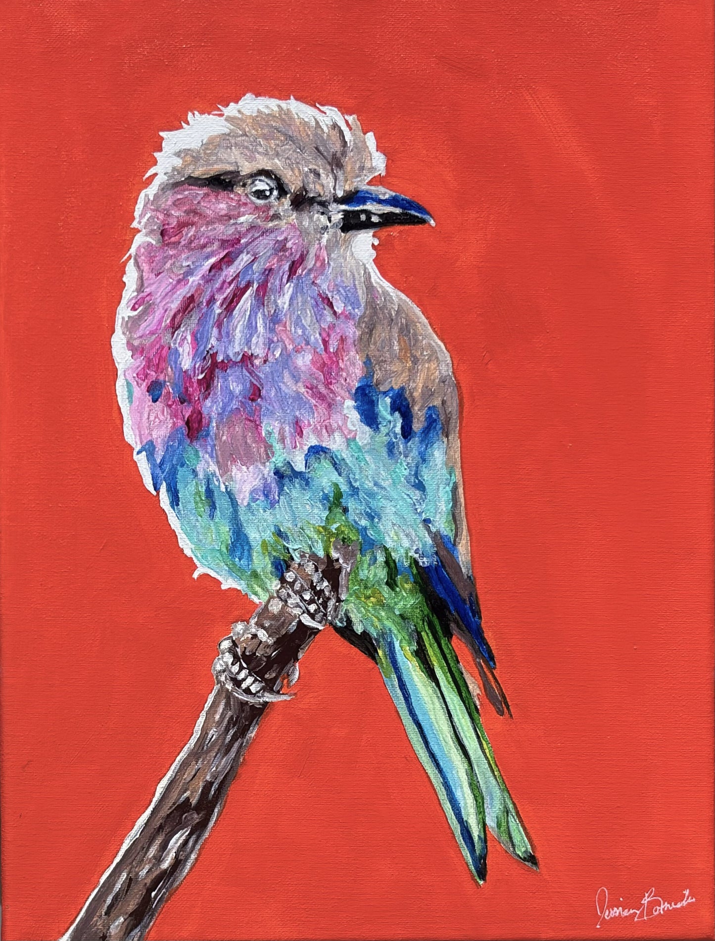 Lilac Breasted Roller - Original Acrylic on 12 x 16 inch Canvas